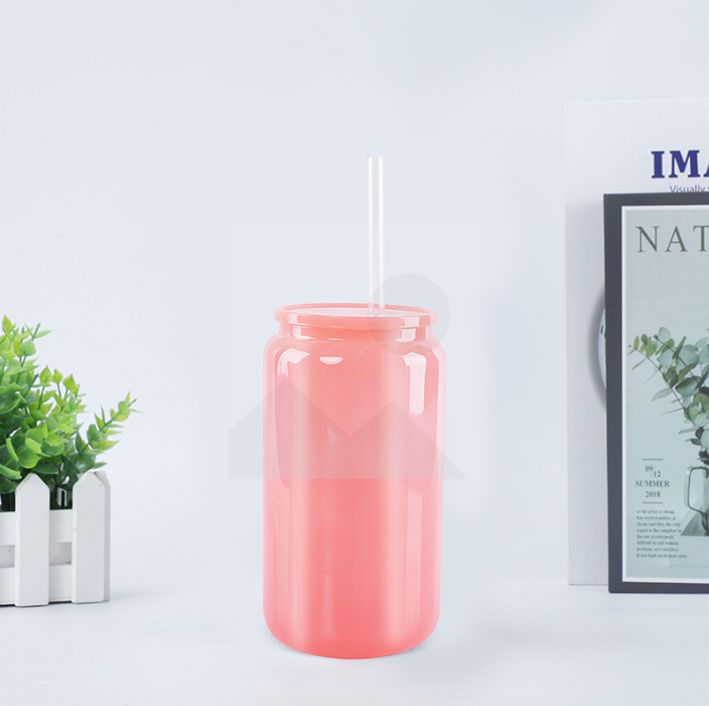 20oz Glass Cup BPA-Free Unbreakable Glass Jar Beverage Sublimation Colored Beer Iced Coffee Mug Unbreakable Glass Daily Use Mug