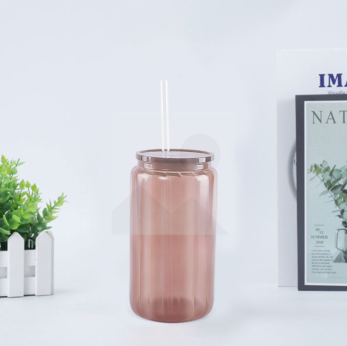 20oz Glass Cup BPA-Free Unbreakable Glass Jar Beverage Sublimation Colored Beer Iced Coffee Mug Unbreakable Glass Daily Use Mug