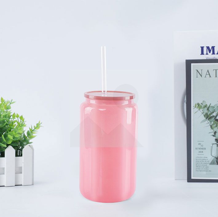 20oz Glass Cup BPA-Free Unbreakable Glass Jar Beverage Sublimation Colored Beer Iced Coffee Mug Unbreakable Glass Daily Use Mug