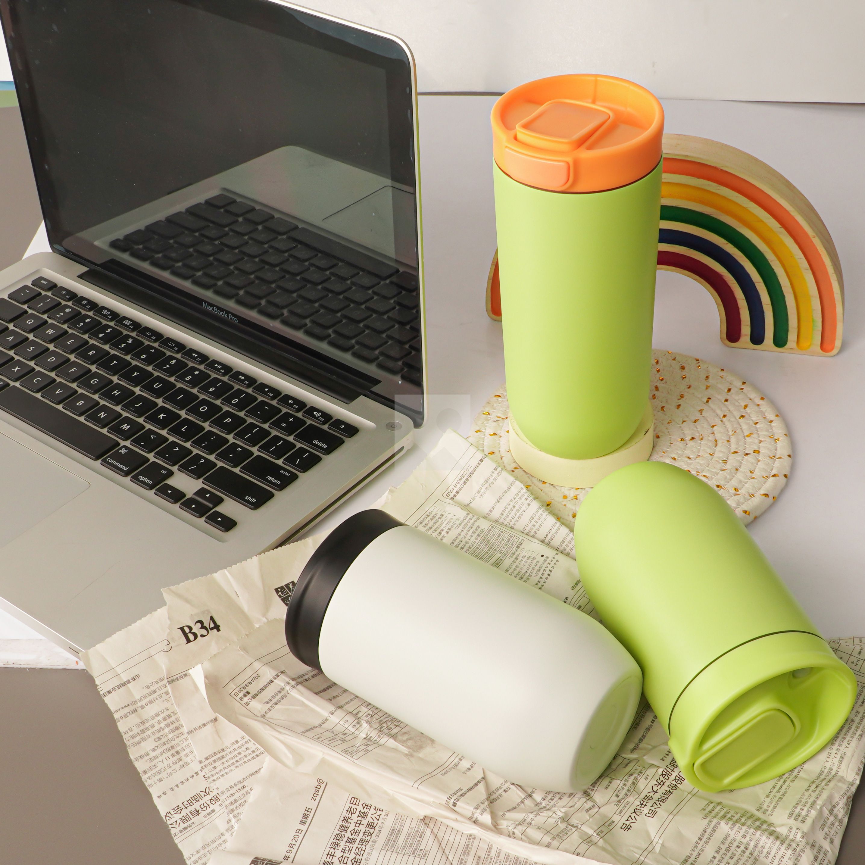 One Button Open Design CUSTOM New Bottle 12oz 16oz Coffee Milk Mugs Stainless Steel Vacuum Coffee Travel Mug with Lid Coffee Cup