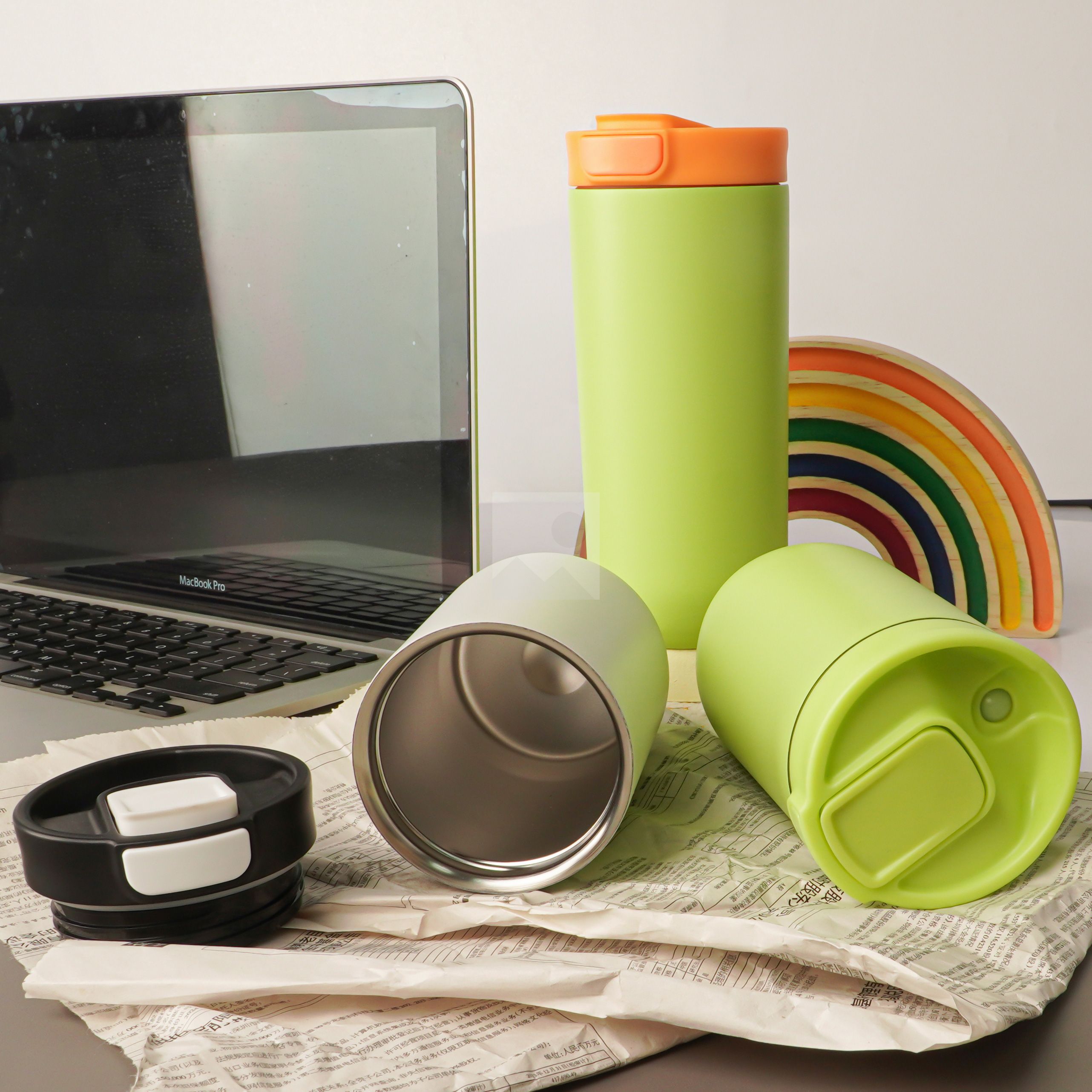 One Button Open Design CUSTOM New Bottle 12oz 16oz Coffee Milk Mugs Stainless Steel Vacuum Coffee Travel Mug with Lid Coffee Cup